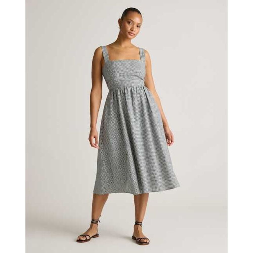 Quince Black and White Checkered Dress